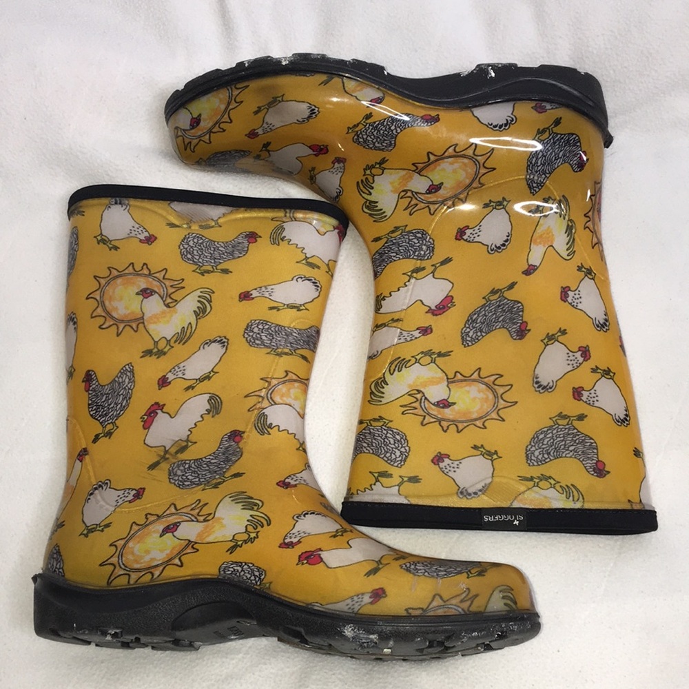 Sloggers Chicken rain boots.